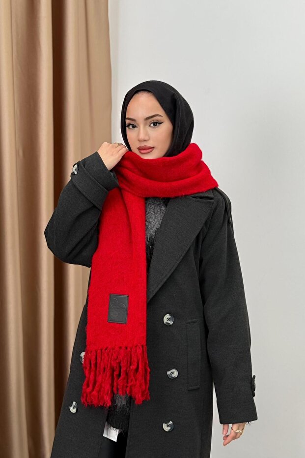 Şardonlu Atkı - KIRMIZI - 1