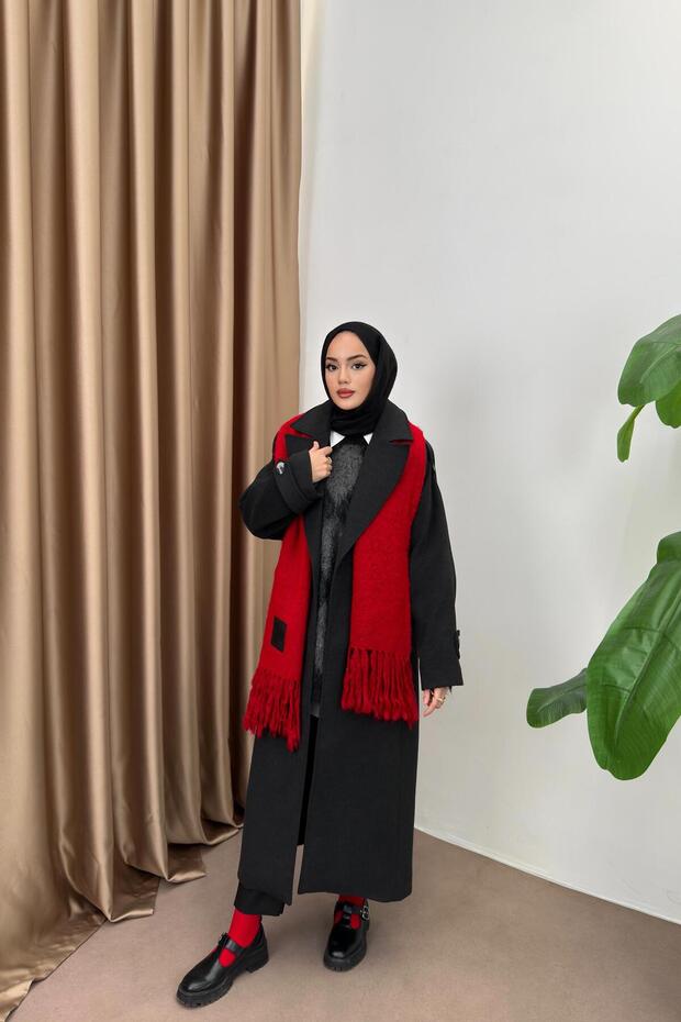 Şardonlu Atkı - KIRMIZI - 2