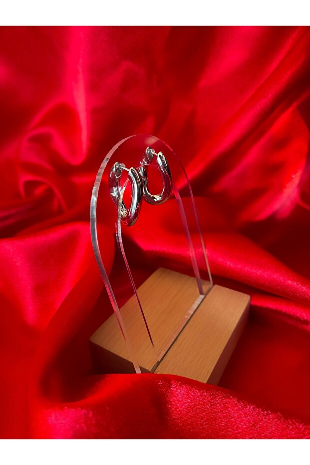 Oval Silver Klipsli Çelik Küpe - 2