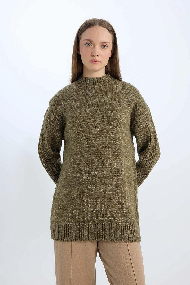 Regular Fit Yarım Balıkçı Yaka Basic Düz Triko Kazak Tunik B0085AX24WN - 8