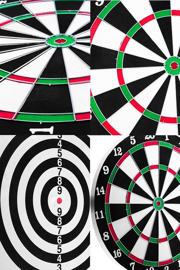 12 Inç Çift Taraflı Dart Tahtası Seti 4 Çelik Oklu Dart Hedef Tahtası Oyunu Takımı Dart Seti 518 - 5