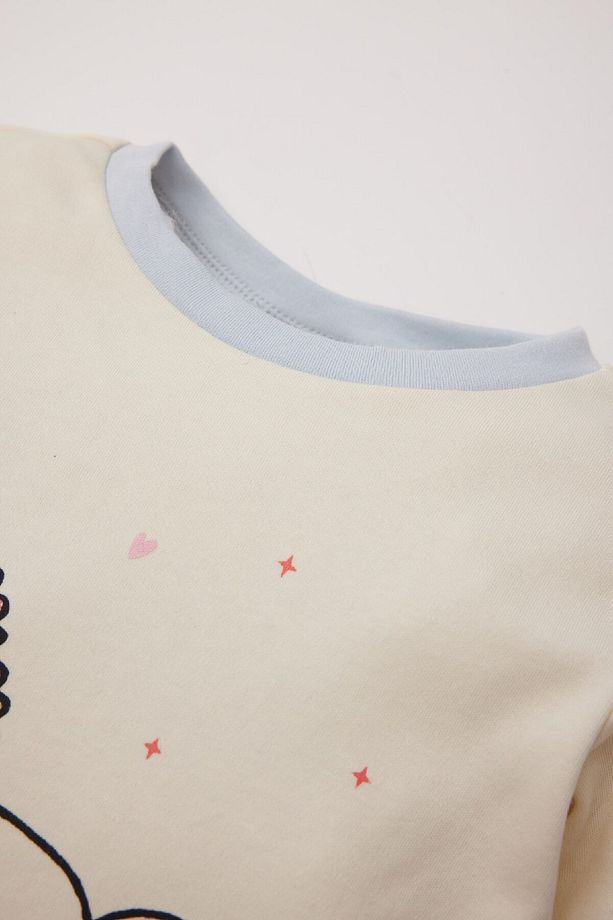 Kız Bebek Pijama Takımı Bisiklet Yaka Unicorn Baskılı Uzun Kollu Üst Beli Lastikli Uzun Alt - 3