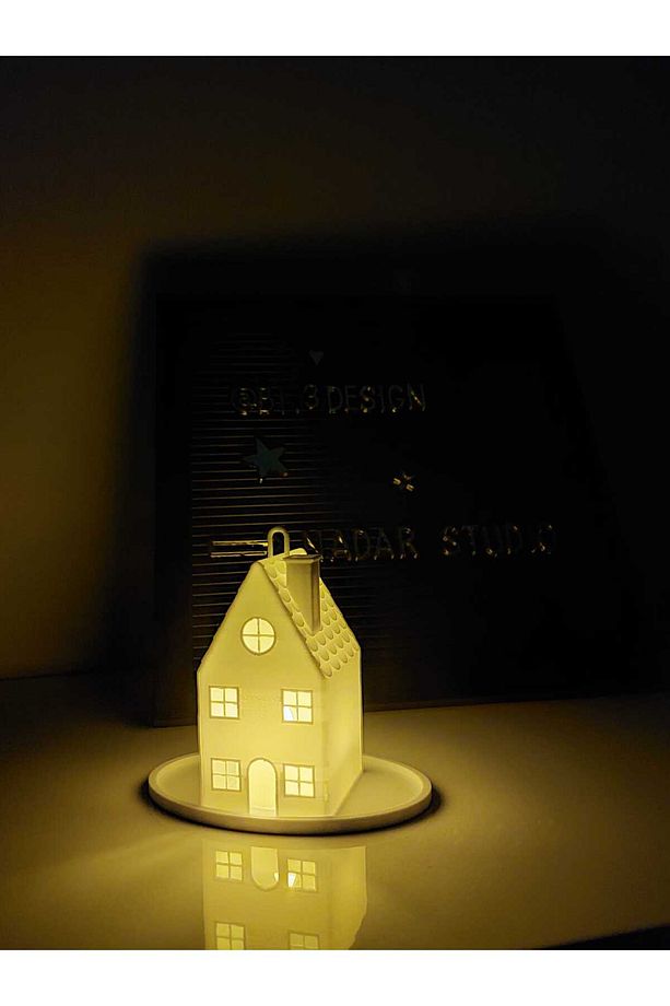 Kış Evi Tealight Mumluk / Tealight Ve Tabanlık Hediyeli - 2