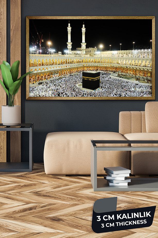 Kabe Tek Parça Gold Çerçeveli Kanvas Canvas Tablo - 2
