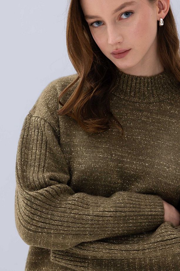 Regular Fit Yarım Balıkçı Yaka Basic Düz Triko Kazak Tunik B0085AX24WN - 3