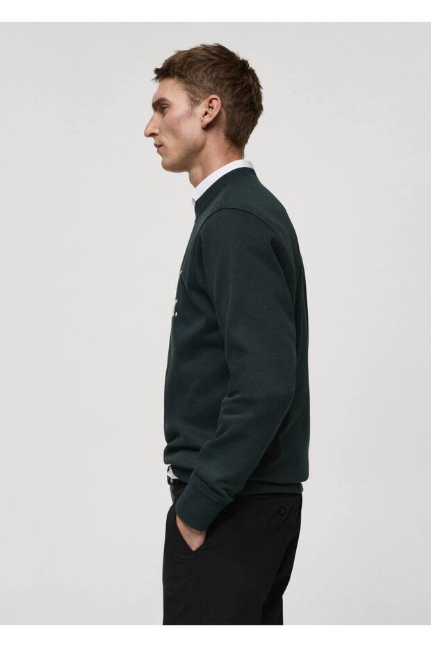 Mesaj işlemeli pamuklu sweatshirt - 5