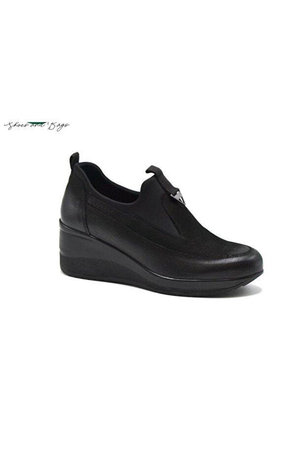Venus 2111522 K Filled Heel Orthopedic Leather Women's Shoes