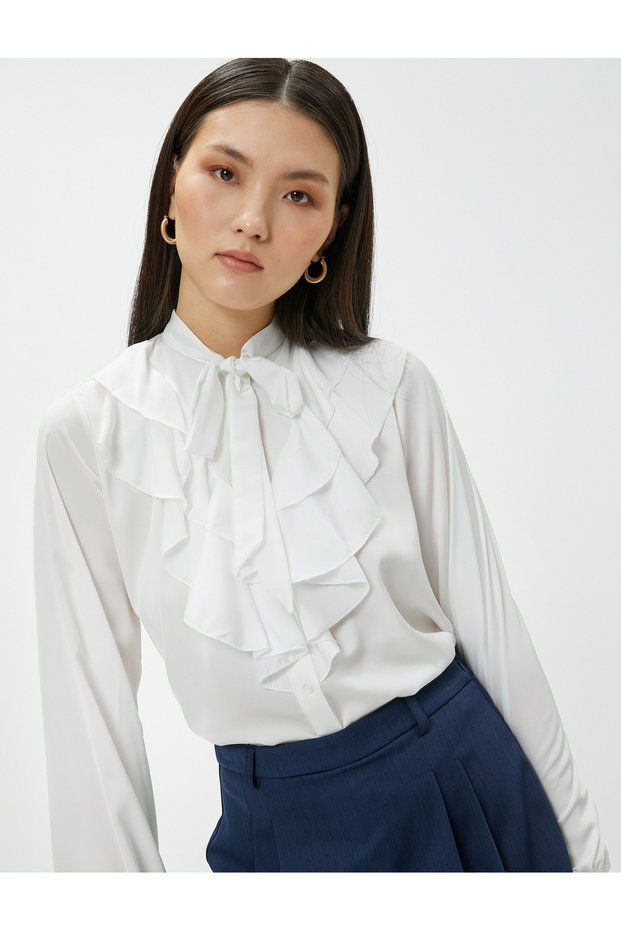 Ruffle Collar Blouse Long Sleeve