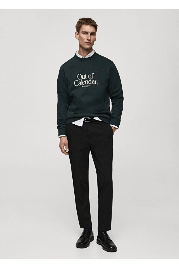 Mesaj işlemeli pamuklu sweatshirt - 2