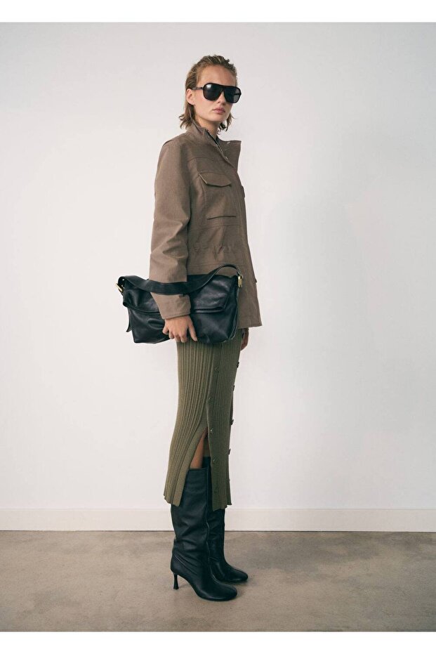 Yüksek yaka cepli parka - 2