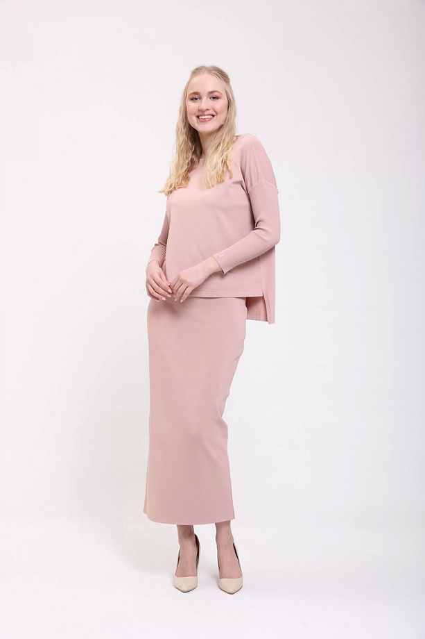 İNVEE 5879 Triko Tunik Pudra - 2