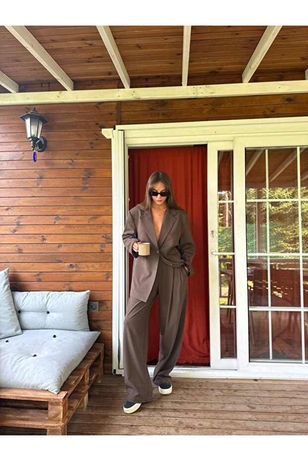 Brown Oversize Blazer Jacket - 2