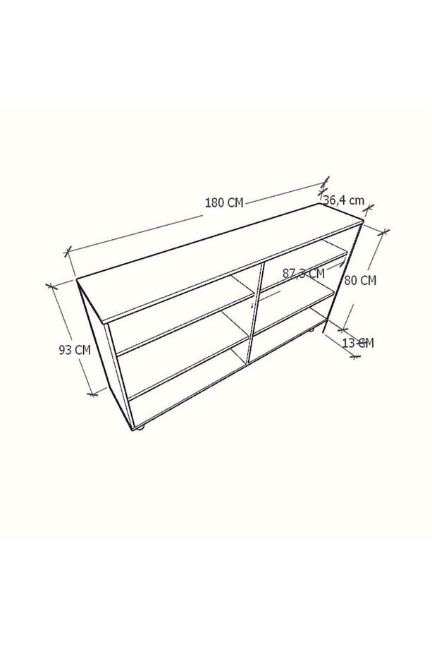 MDF Bohem Konsol-(Mdf 4 Kapaklı Hazeranlı)-(Beyaz)-(180 Cm Genişlik)-(Konik Ayaklı) - 4