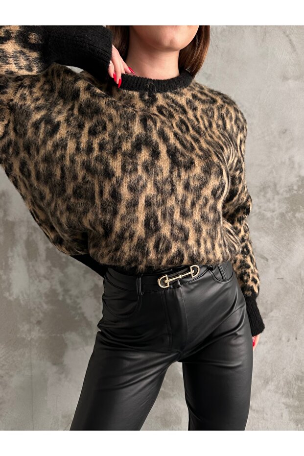 Leopard Pattern Feather Knitwear Sweater - 6