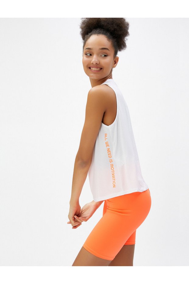 Sports Tank Top with Slogan Printed on the Back