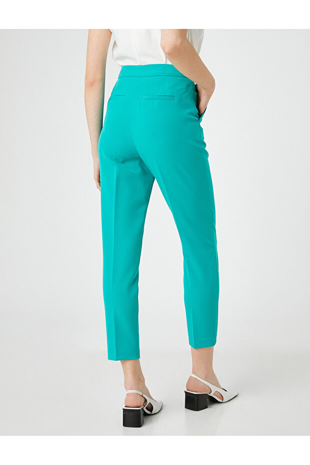 Basic Cigarette Fabric Trousers with Pockets - 4