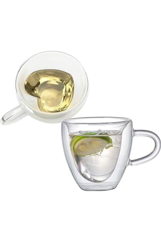 Isıya Dayanıklı Çift Cidarlı Kalpli Kupa Bardak | Borosilikat Çift Katmanlı 250 ml Çay Kahve Bardağı - 8