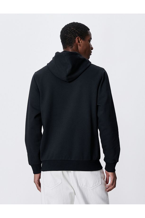 Kapşonlu Hoodie Slogan Işlemeli Cep Detaylı Uzun Kollu - 4