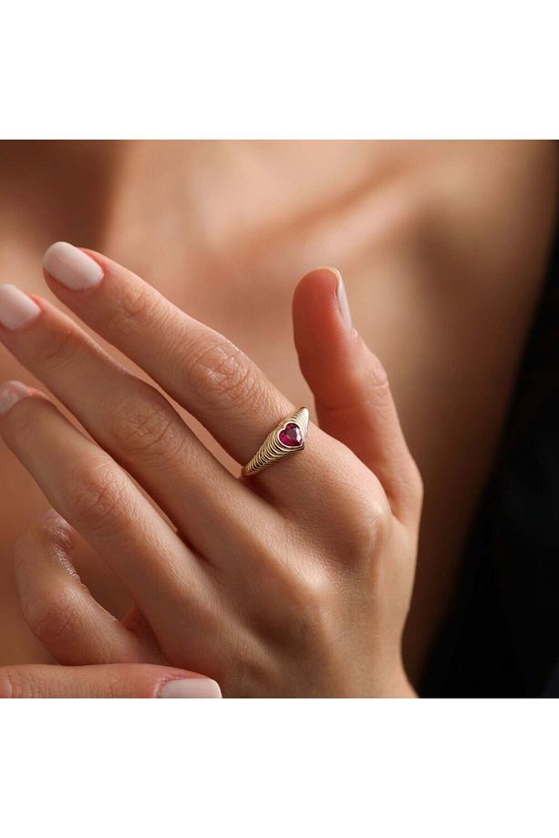 Altın Kalpli Yüzük Ruby - 2