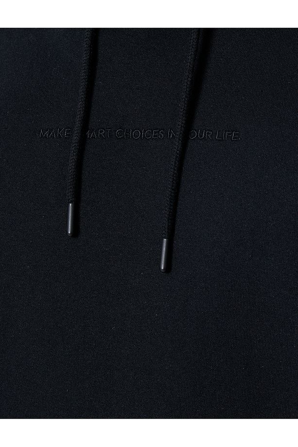 Kapşonlu Hoodie Slogan Işlemeli Cep Detaylı Uzun Kollu - 6