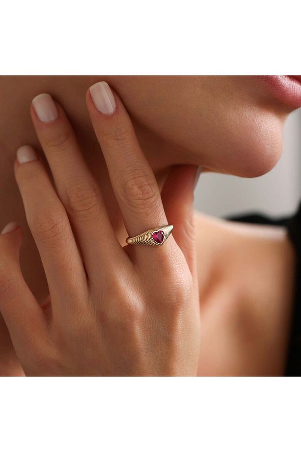 Altın Kalpli Yüzük Ruby - 1