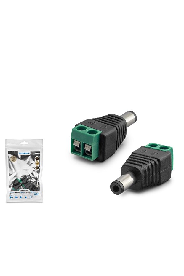 محول مقبس تيار مستمر HDX1337 بمقاس 5.5x2.1 ملم مع أطراف توصيل، عبوة من 10 قطع، أسود