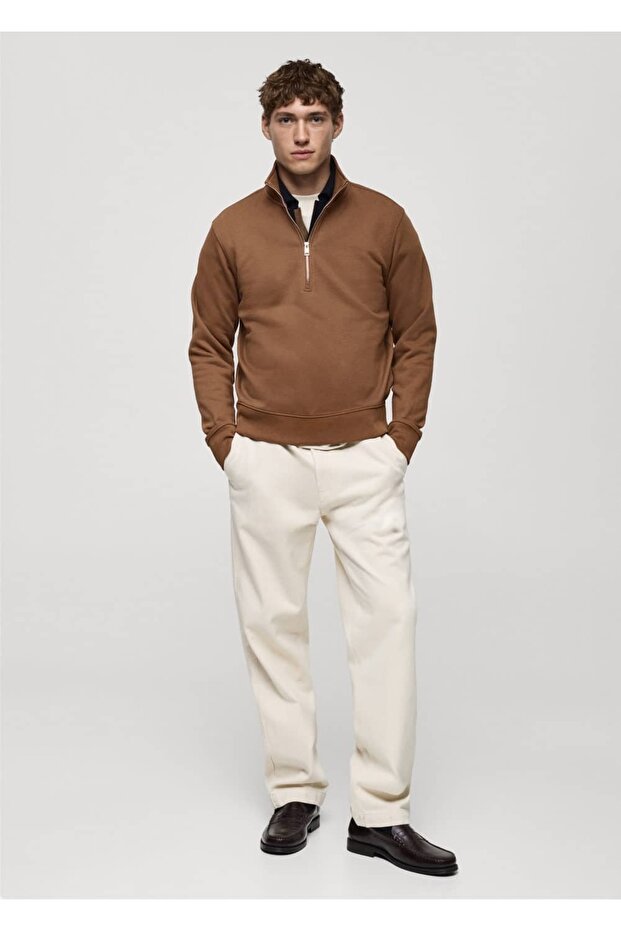 Regular Kesim Fermuarlı Yaka Sweatshirt - 2