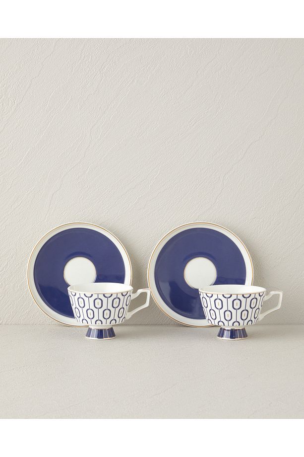 Octavia New Bone China 4 Parça 2 Kişilik Kahve Fincan Takımı 90 ml Lacivert - 2