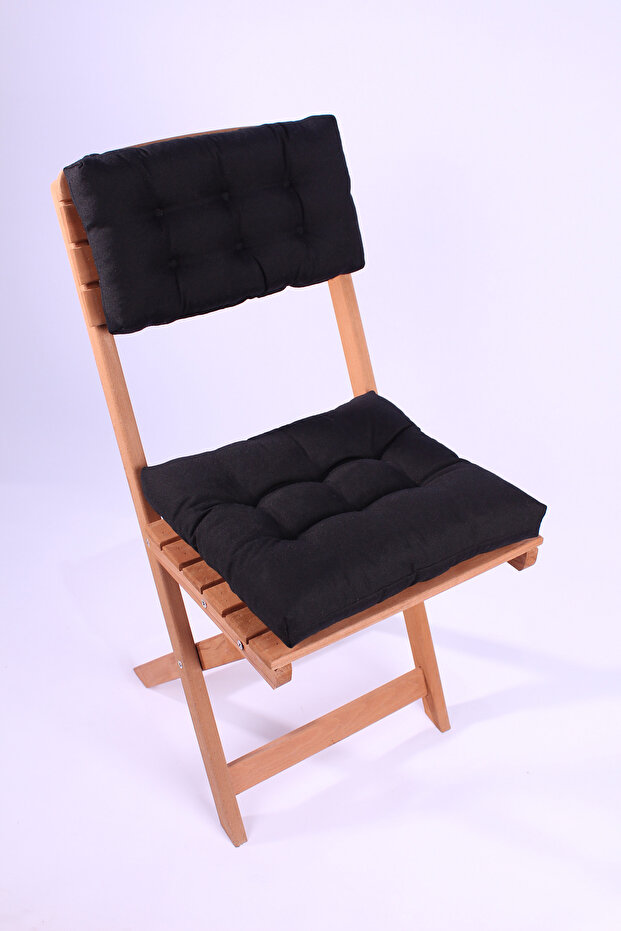 Bistro Kitchen Garden Chair Cushion with Backrest Black (Cushion and Back Cushion)