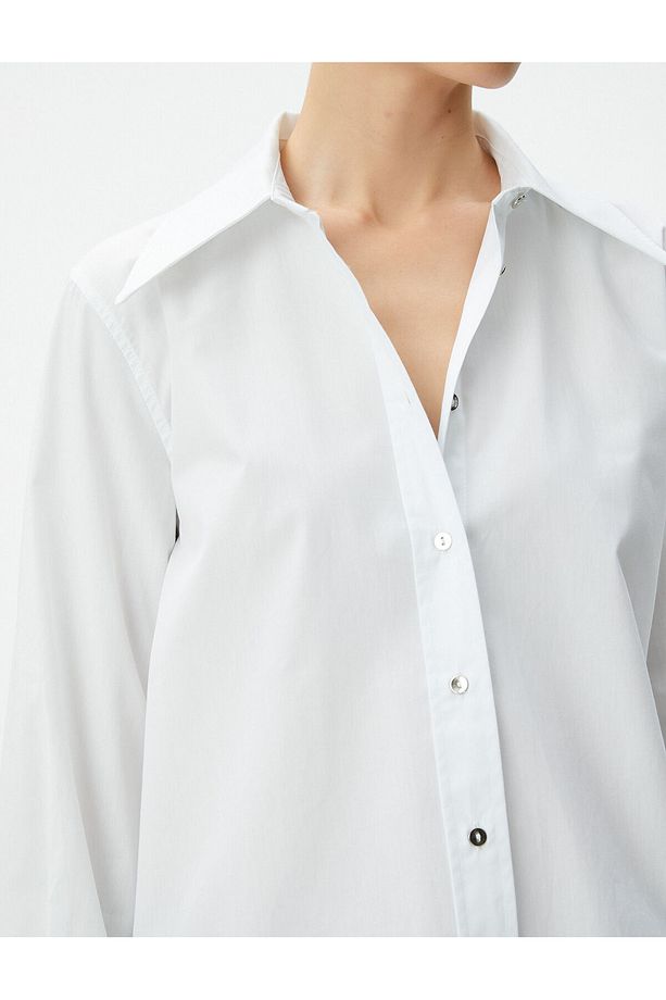 Klasik Poplin Gömlek Uzun Kollu Düğmeli Regular Fit Pamuklu - 5
