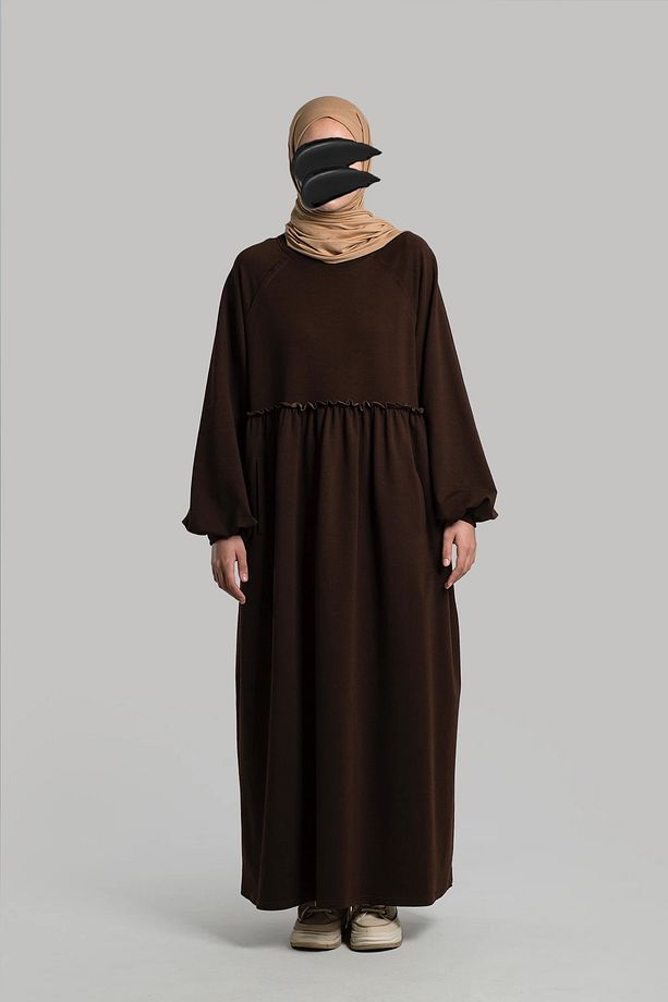Acı Kahve Oversize Sweat Elbise - 7