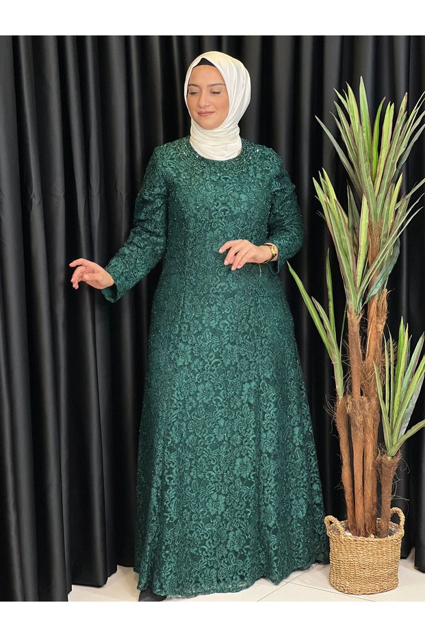 Guipure Lace Evening Dress