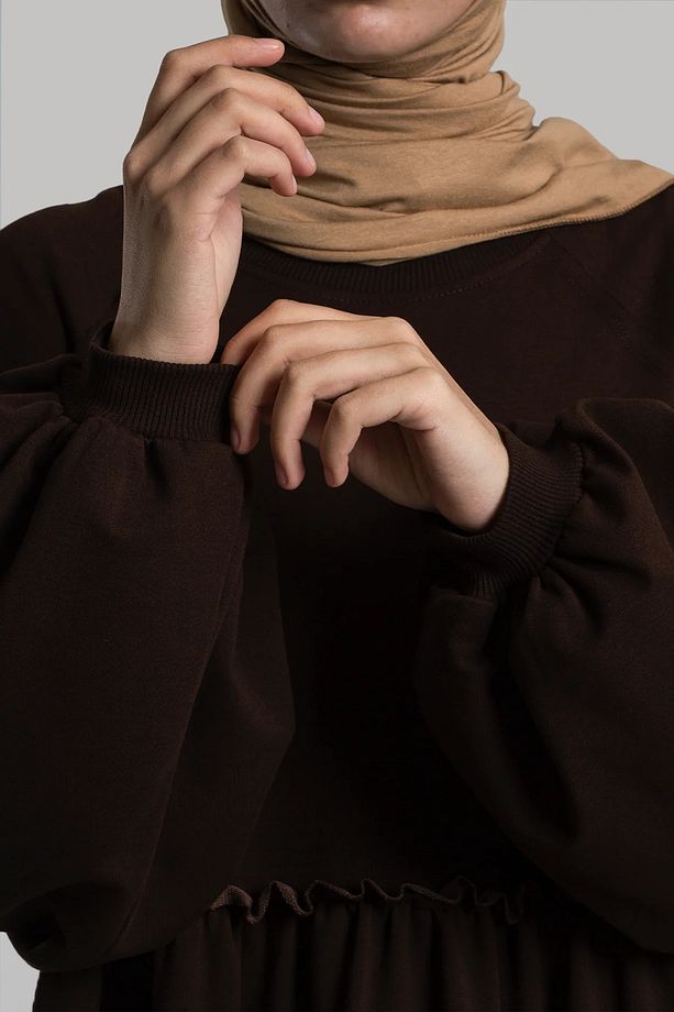 Acı Kahve Oversize Sweat Elbise - 4