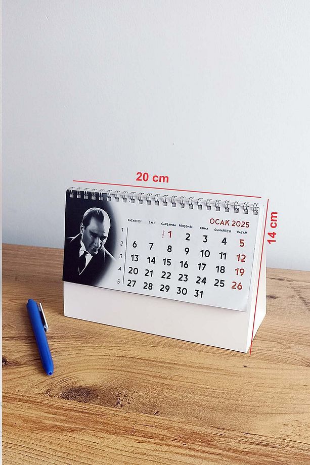 2025 Atatürk Masa Takvimi - 15 Yapraklı Piramit Takvim (14X22 CM) - 2