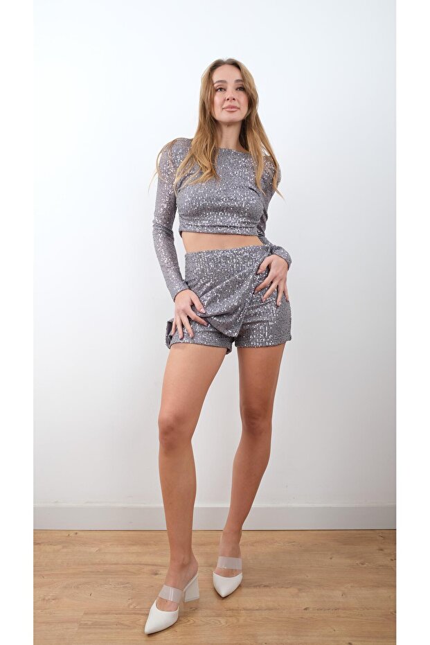Payetli Şort Etek - 2