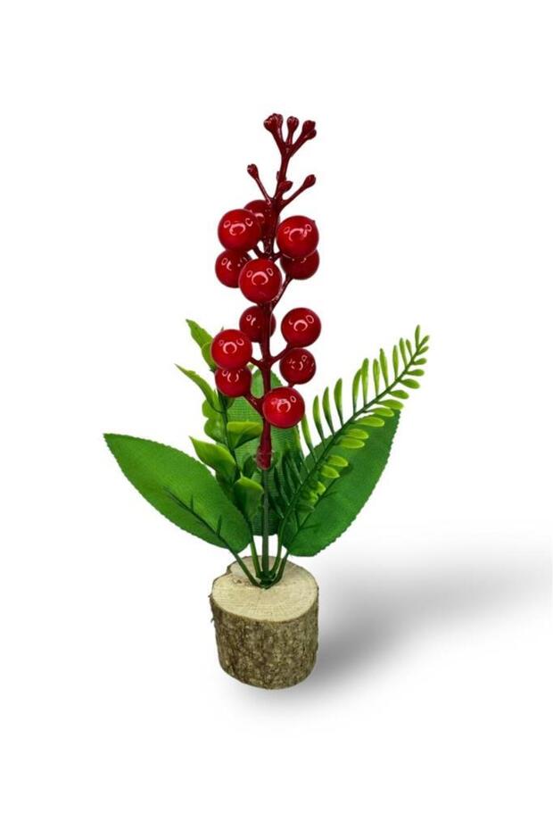 Yapay Çiçek Yılbaşı Çiçeği Kokinalı Kütük Saksılı Dekoratif Süs 20 cm - 2