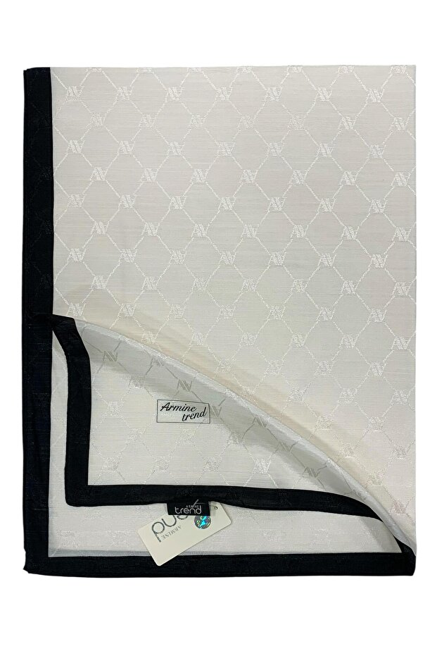 Trend Monogram Şal - 2 - Krem Siyah 159 - 5