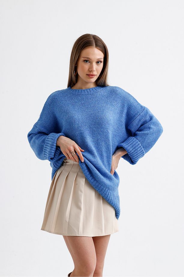Oversize Basic Uzun Kadın Kazak - 8