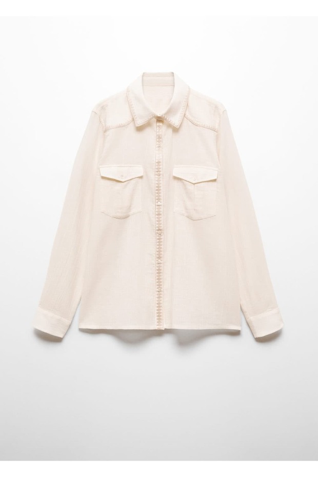 İşlemeli cepli gömlek - 3