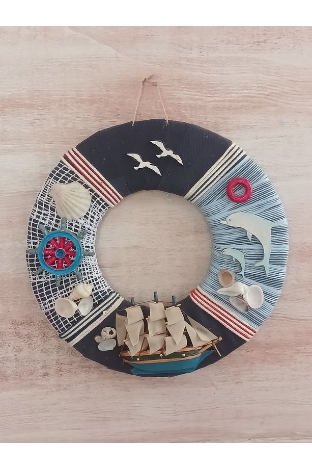 Denizci Temalı Dekoratif Kapı Süsü, Kapı Çelengi 25cm - 6