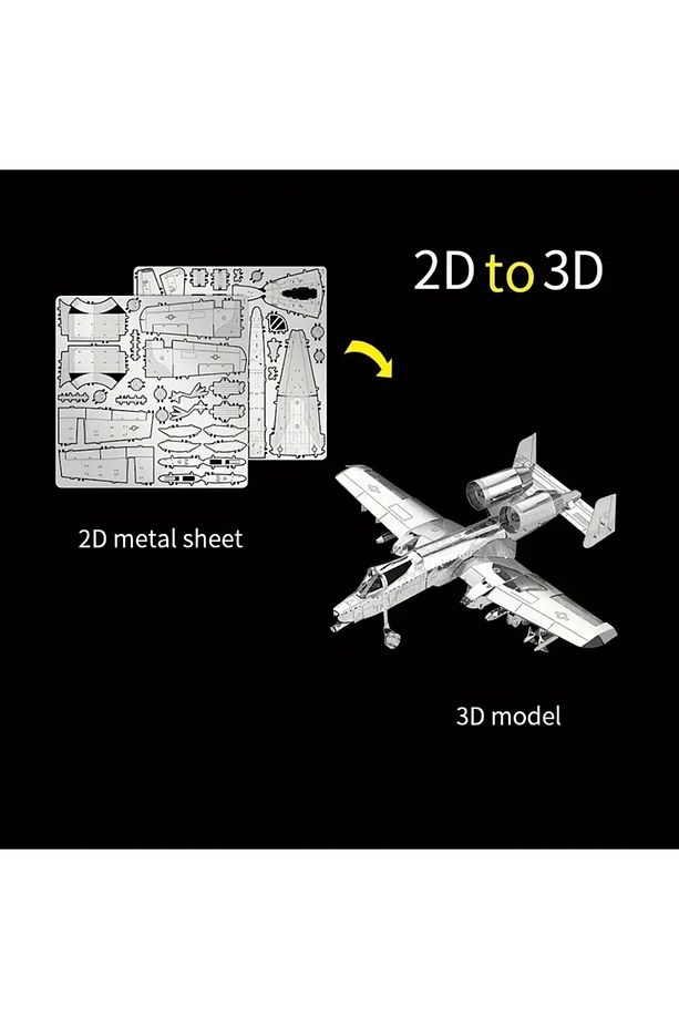 3d Metal Puzzle Bulmaca A-10 Thunderbold Savaş Uçağı 66 Parça 14 Yaş Üstü Heelik Model - 3