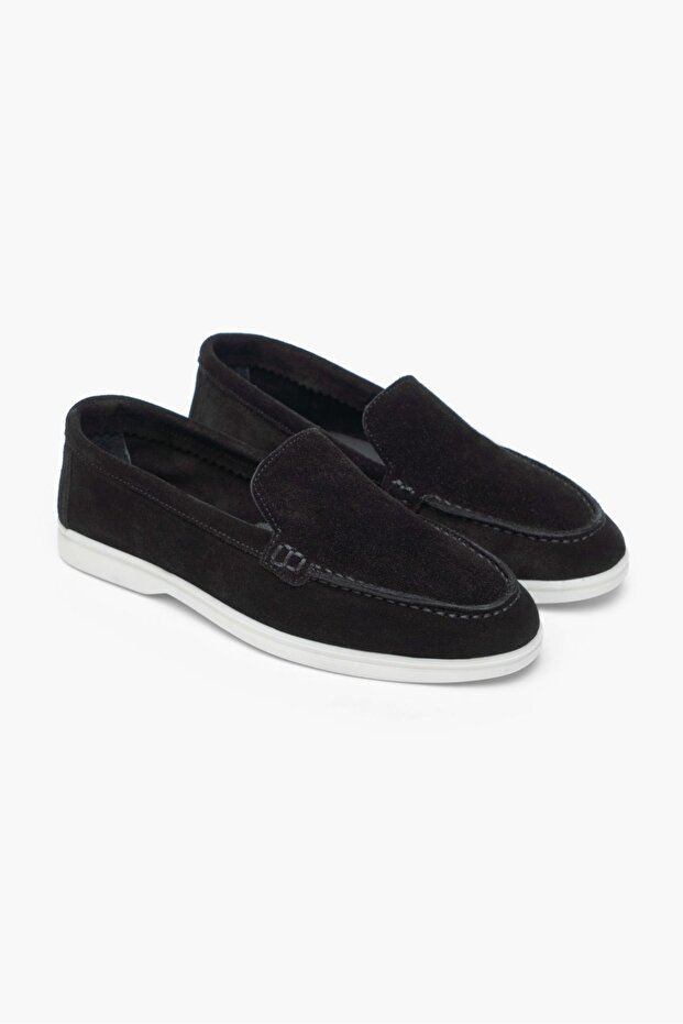 Balerini de damă Vayne din piele naturală neagră - talpă plată - 6