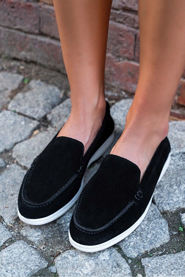 Balerini de damă Vayne din piele naturală neagră - talpă plată - 5