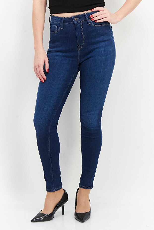 Women Skinny Fit Plain Stretchable Denim, Blue