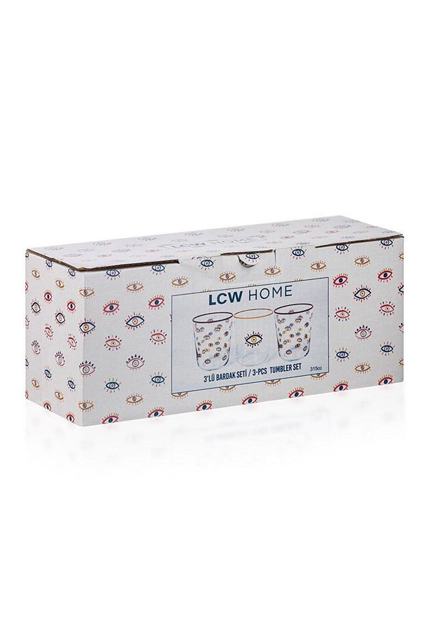 LCW HOME Baskılı Cam Bardak Seti 3'lü 315 Ml - 4