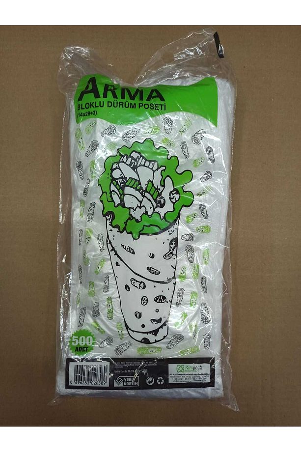 Arma Kaliteli Dürüm Adana Çiğköfte Poşeti Hışır 14x28 500 Adet - 1