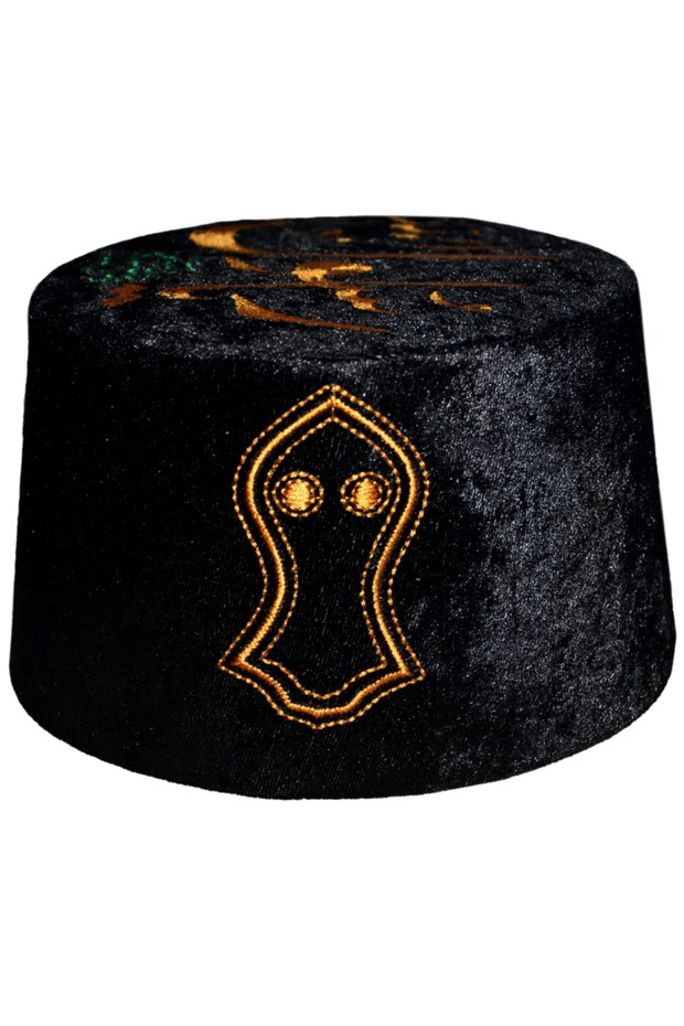 Black Skullcap - Fes, Iman, Yellow and Beanie Cap Model (T113)