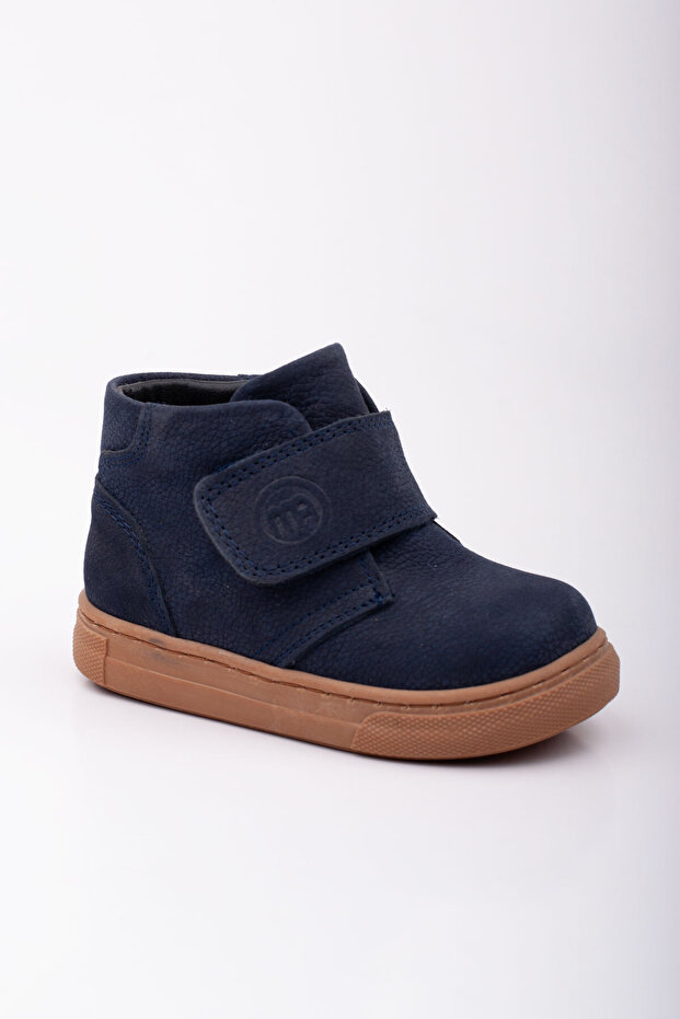 Bebek Ilk Adım Ortopedik Tek Cırtlı Hakiki Deri Lacivert Renk Süet Bot & Bootie - 1