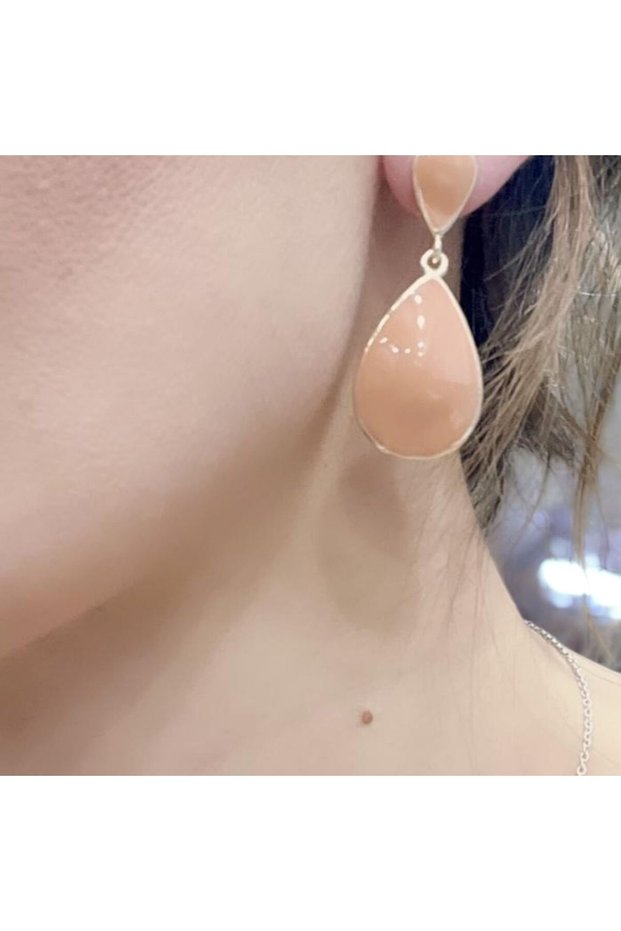 Double Layer Natural Stone Dangle Stylish Earrings
