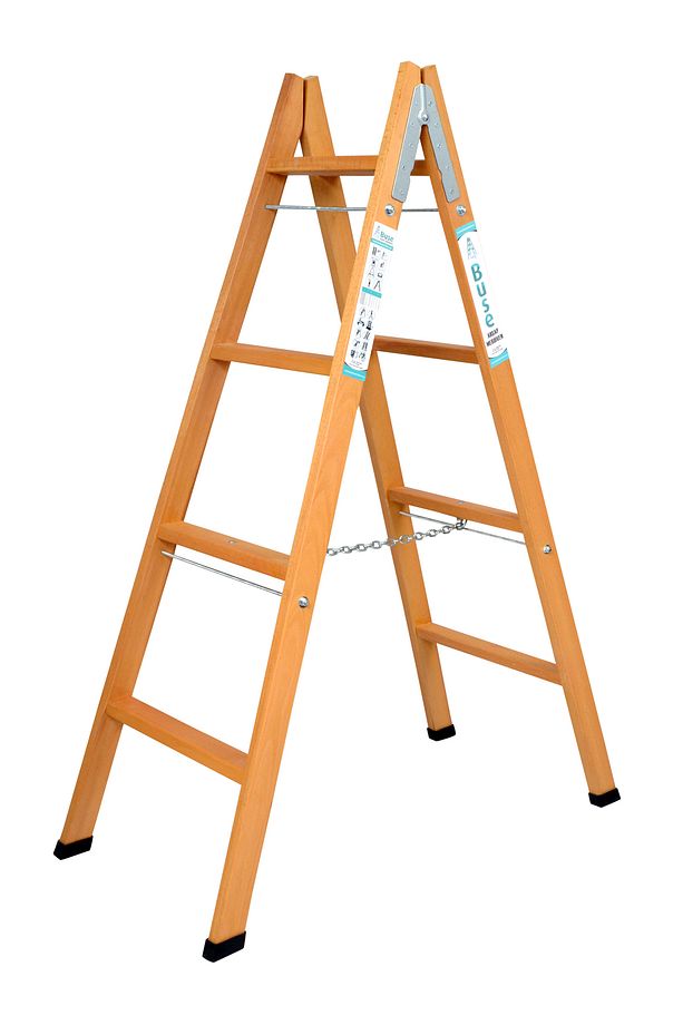 Buse Premium 4+4 Çift Çıkışlı Geniş Basamaklı A Tipi Ahşap Merdiven 140 cm - 1
